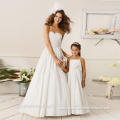 Children 2-12 Years Old Fashionable Baby Party White Satin Flower Girl Dresses Pattern Kids Party Wear LF02